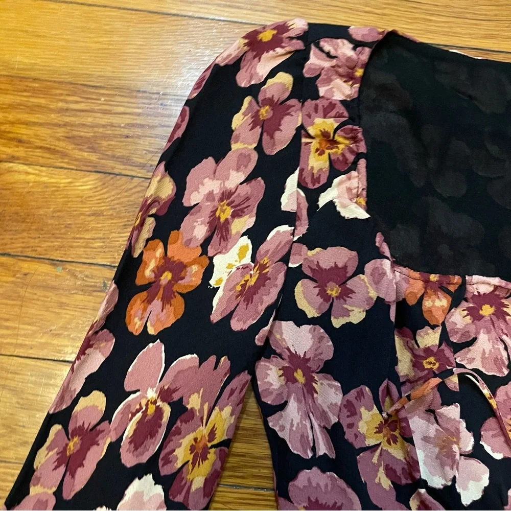 NWT Reformation Kiley Floral Print Half Sleeve Bodycon Midi Dress Size 4 Pansy - Picture 10 of 11